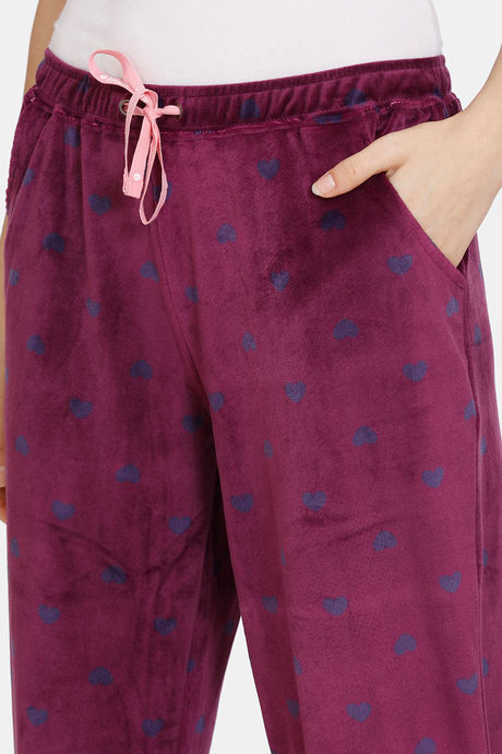 Zivame Supersoft Velour Knit Pyjama - Potent Purple — image 5